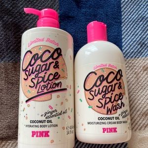 VS pink lotion and body wash set